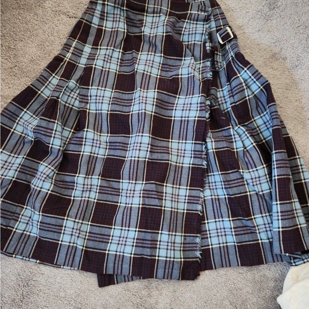 Stylish Plaid A-Line kilt in Blue and Black